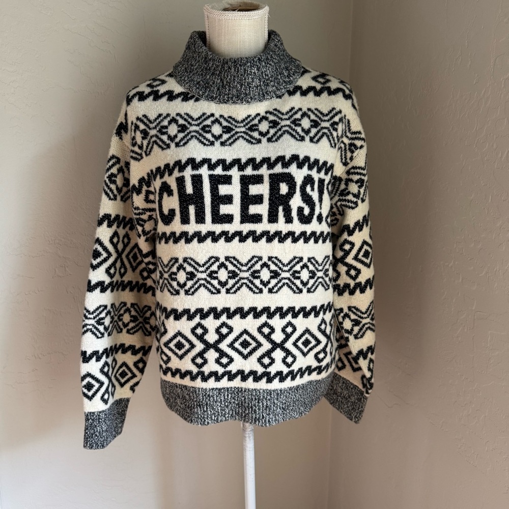 A New Day Women's Cheers!  Sweater Winter Holiday New Years Ski Size S‎